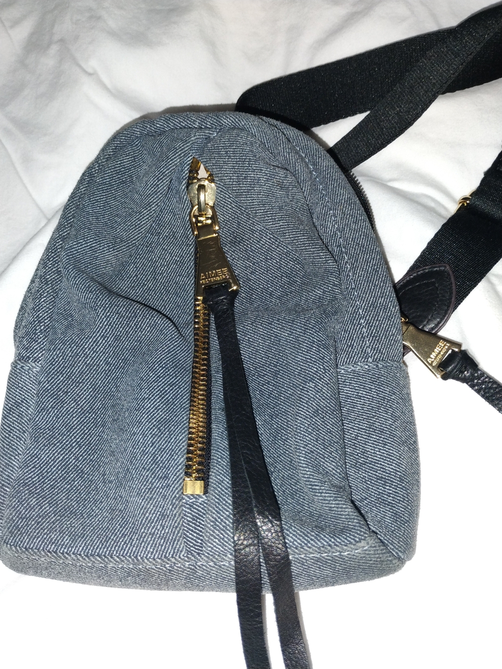 Aimee Kestenberg Blue Mini Backpack Crossbody - Gold Hardware